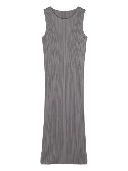 Rochie fără mâneci Pleats Please Issey Miyake fără mâneci plisată de costum gri