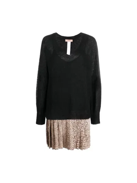 Dzianinowa sukienka mini Twinset czarna