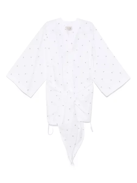 Haftowana mała sukienka mini The Attico garniturowa biała