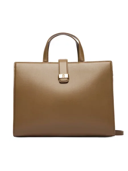 Tommy Hilfiger Ročna torba Th Heritage Satchel Rjava bež