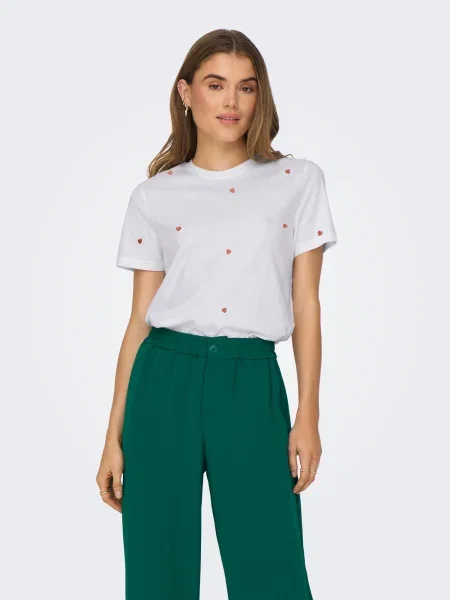 ONLY Tricou ONLKETTY roșu alb