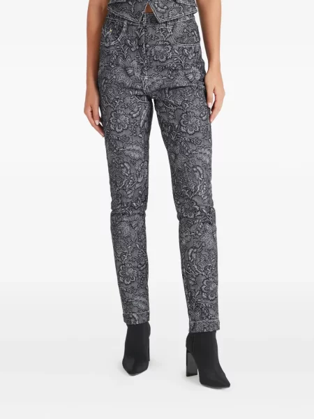 Pantaloni Temperley London cu model floral cu imagine negru