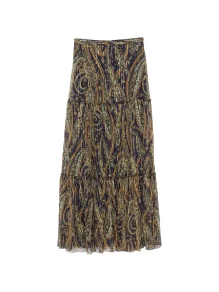 Fusta maxi Etro cu imagine cu model paisley albastru