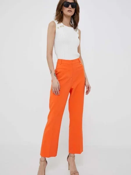 Kalhoty Artigli jednoduché high waist oranžová