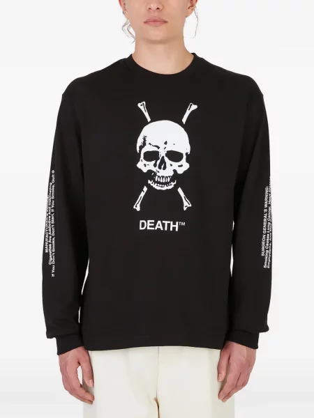 Hanorac crewneck Death Cigarettes cu imagine cu decolteu rotund negru