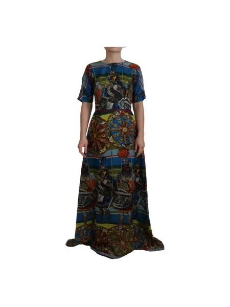 Jedwabna długa sukienka Dolce And Gabbana w kształcie litery A