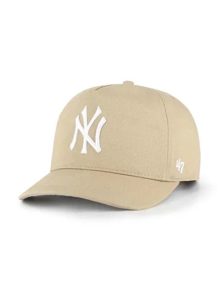 Шапка с козирка 47 brand MLB New York Yankees кафяво с изчистен дизайн бежово
