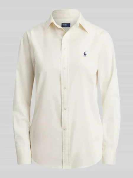 Bluzka koszulowa z pełną listwą guzikową Polo Ralph Lauren beżowa