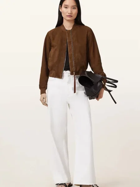 Замшева куртка AllSaints ORTEN демісезонна коричневий