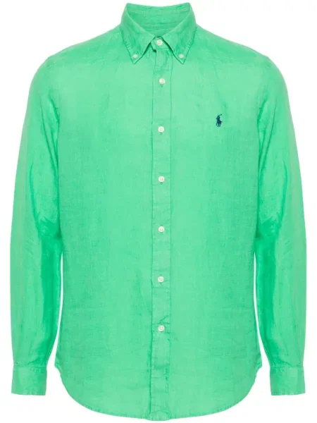 Ленена тениска Polo Ralph Lauren бродирана синьо