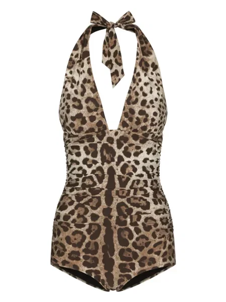 Costum de baie Dolce & Gabbana cu imagine cu model leopard maro