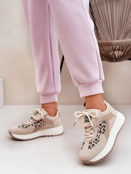 Маратонки Boto на платформе с леопардов принт бежово