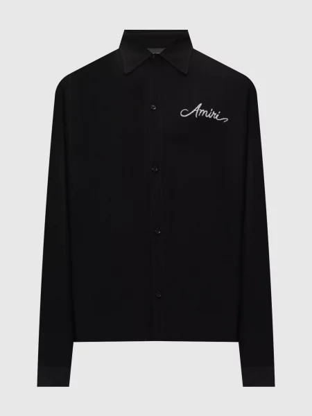 Сорочка з вишивкою логотипа Amiri чорна