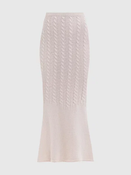 Спідниця максі з вовною у візерунок Twinset бежева
