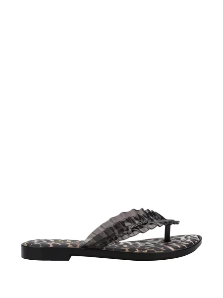 Șlapi Melissa cu imagine cu model leopard negru