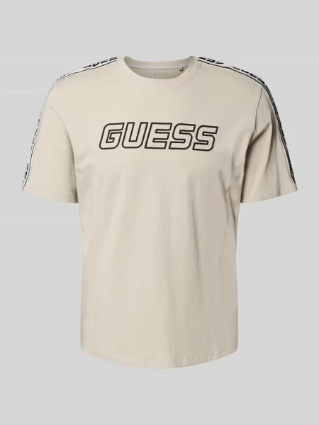T-shirt z detalem z logo Guess Activewear beżowa