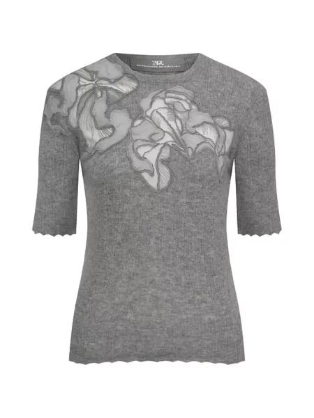 Pulover Ermanno Scervino cu model floral cu aplicații gri