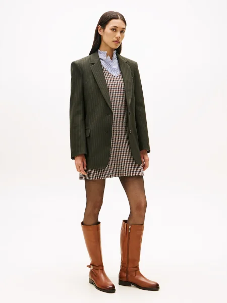 Lung cizme Tommy Hilfiger din piele cu cataramă maro