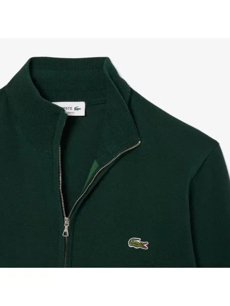 Lacoste Sweter Z Wysokim Kołnierzem I Zamkiem zielony