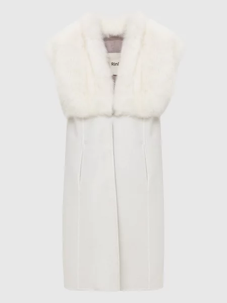 Світло-бежеве пальто з кашеміру з хутром Rindi бежеве
