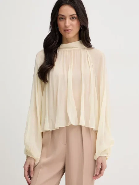 Max&Co. cămașă pentru femei din vâscoză MCOAFFETTO bej