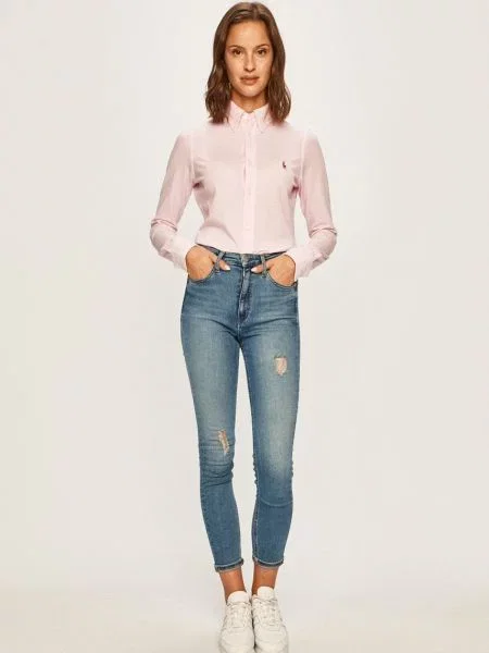 Tričko Polo Ralph Lauren slim s klasickým límcem růžová