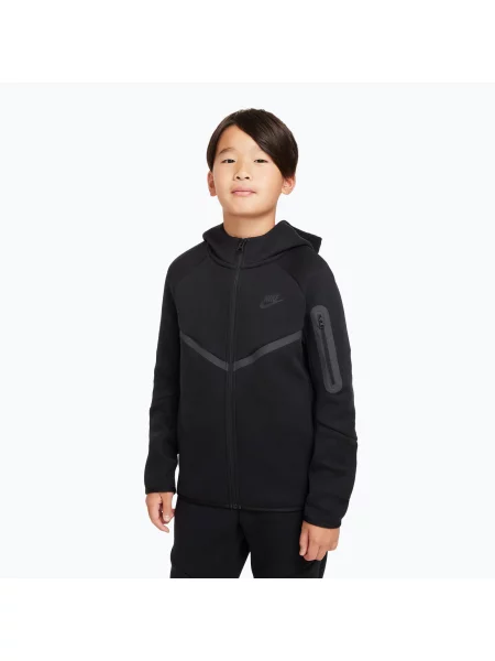 Bluză pentru copii Nike Sportswear Tech Fleece Full Zip black/black/black negru