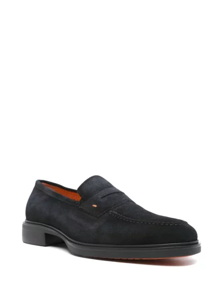 Pantofi loafer Santoni din piele de căprioară albastru