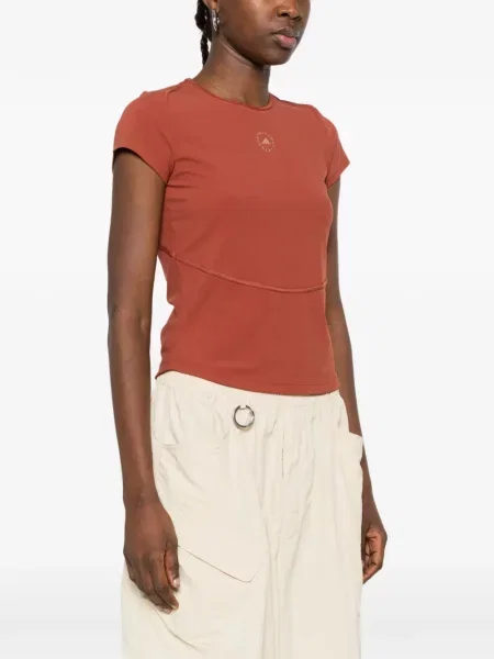 Koszulka Adidas By Stella Mccartney z nadrukiem brązowa