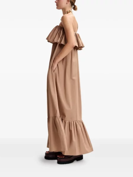 Rochie Essentiel Antwerp cu volane de costum maro
