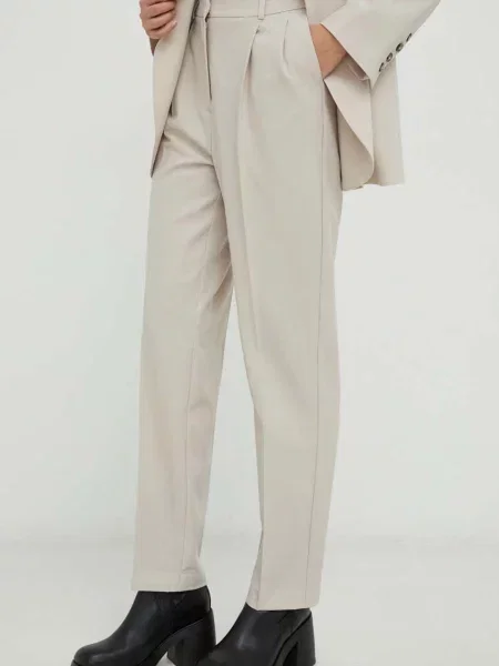 Штани Herskind Brandy пряме висока посадка бежевий