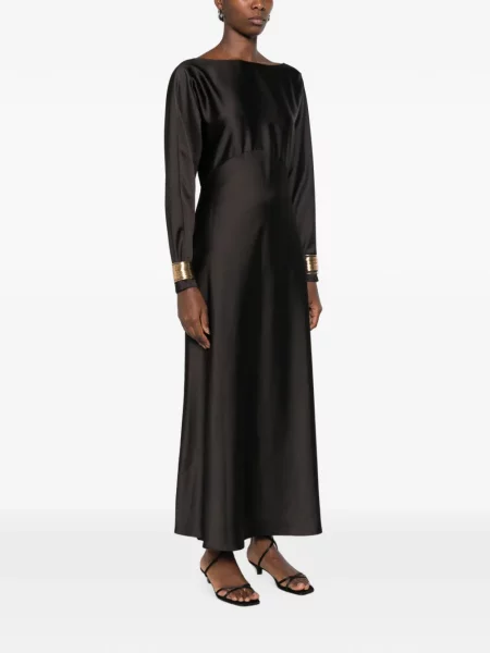 Lung rochie maxi Imperial din satin maro