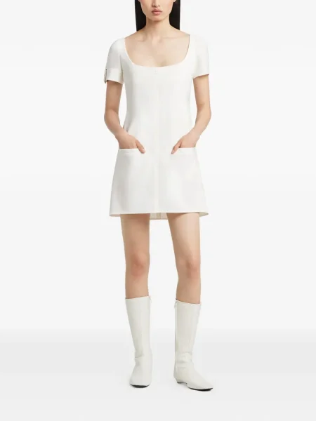 Rochie mini Courreges cu cataramă scurtă de costum alb