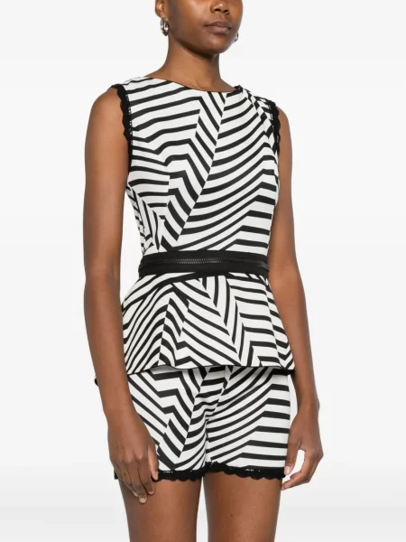 Bluzka Gemy Maalouf w paski z falbankami czarna