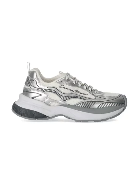 Sneakersy Emporio Armani skórzane z logo szare