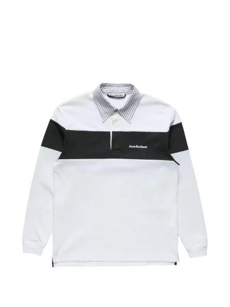 Tricou polo Acne Studios cu dungi alb