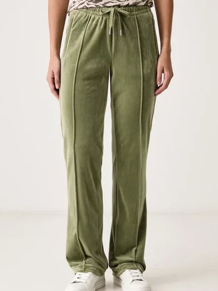Juicy Couture kalhoty flare velurové TINA TRACK PANT zelené