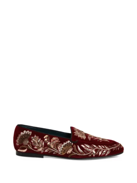 Loaferice Dolce & Gabbana od samta s cvjetnim printom crvena