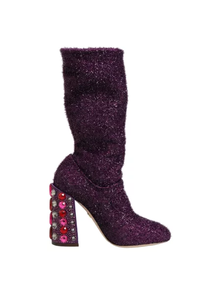Botki Dolce And Gabbana skórzane fioletowe