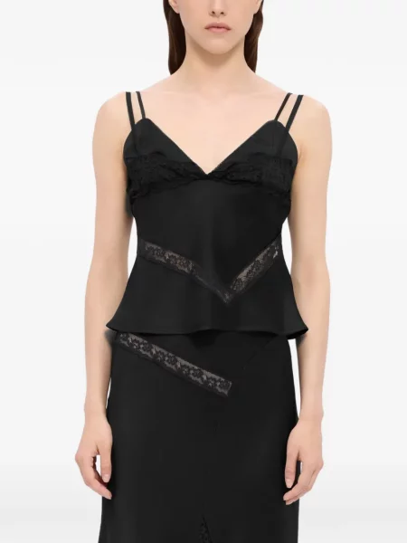 Top Msgm cu decolteu în V din dantelă negru