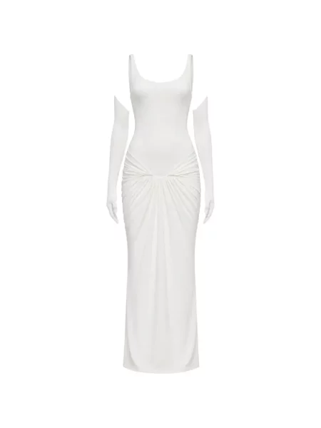 Rochie maxi Chats By C.dam fără mâneci alb