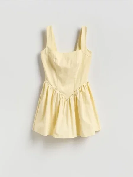 Reserved Rochie mini cu model galben-deschis galben