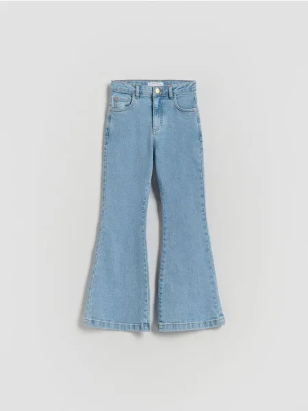Reserved Jeansy flare high waist niebieski
