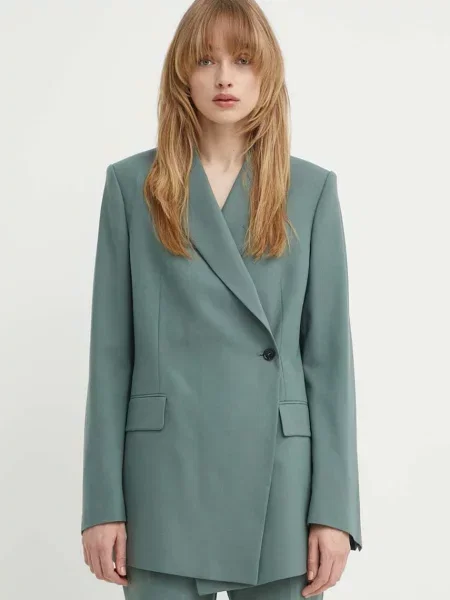 Tiger Of Sweden sacou din lana Eliwira cu doua randuri de neted verde