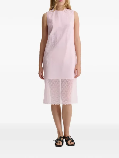 Rochie midi Cecilie Bahnsen fără mâneci cu model floral din dantelă roz