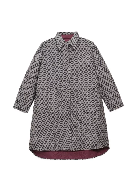 Reversibil palton Maliparmi cu imprimeu geometric din jacard gri