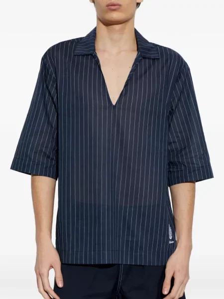 Ριγέ μπλούζα Balmain με λαιμόκοψη v μπλε