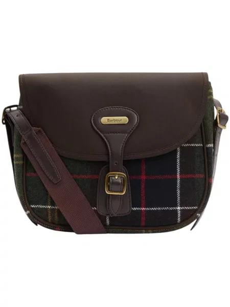 Geanta crossbody Barbour de lână în carouri clasică maro