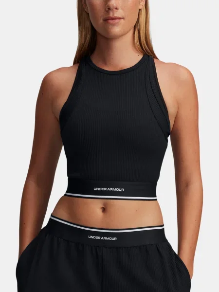 Dámske tréningové tielko Under Armour Meridian Rib Branded Tank black/whi čierna