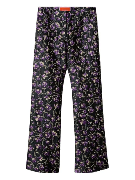 Pantaloni La Doublej cu model floral negru